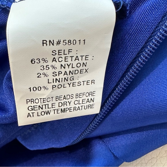 NWT Striking Blue David Meister Blue Beaded Jewel One Shoulder Cocktail Dress - Picture 7 of 10